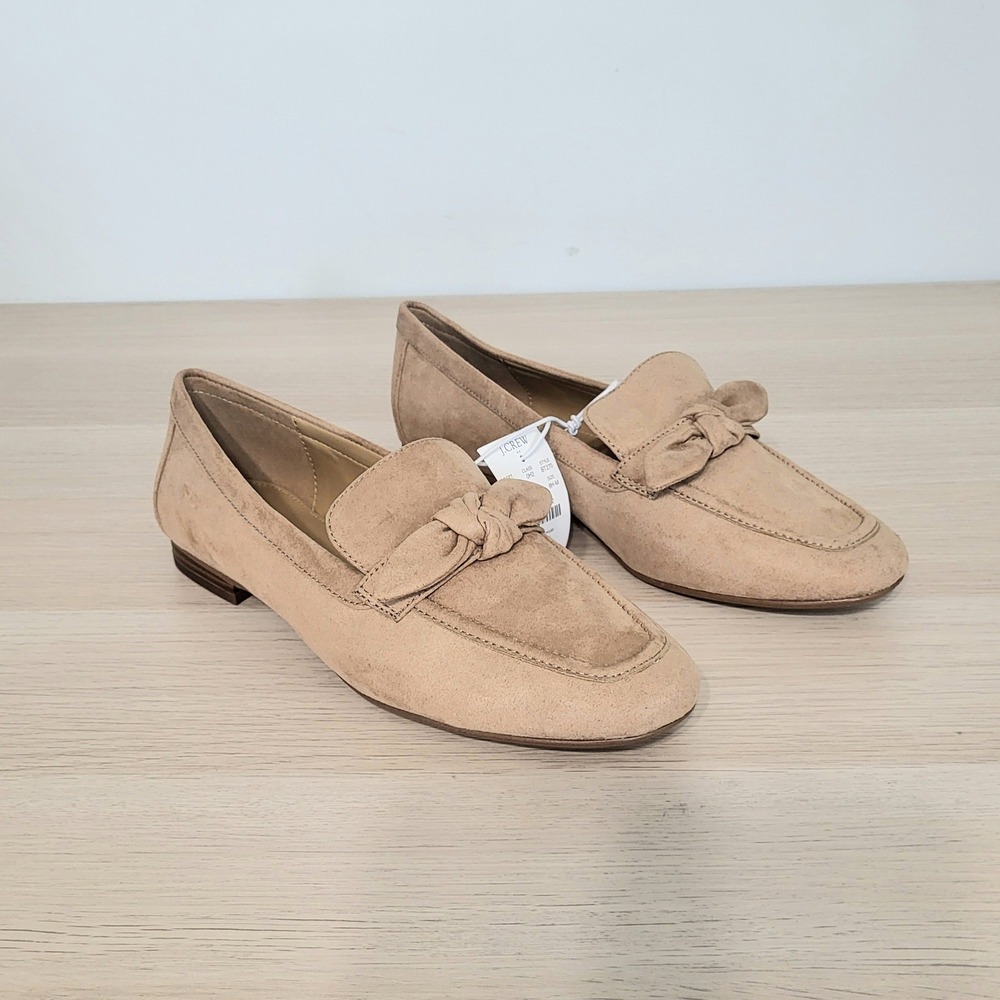 J Crew Sueded Brown Loafers Suede Flats Sienna Tan Shoes Neural Fall 8.5
